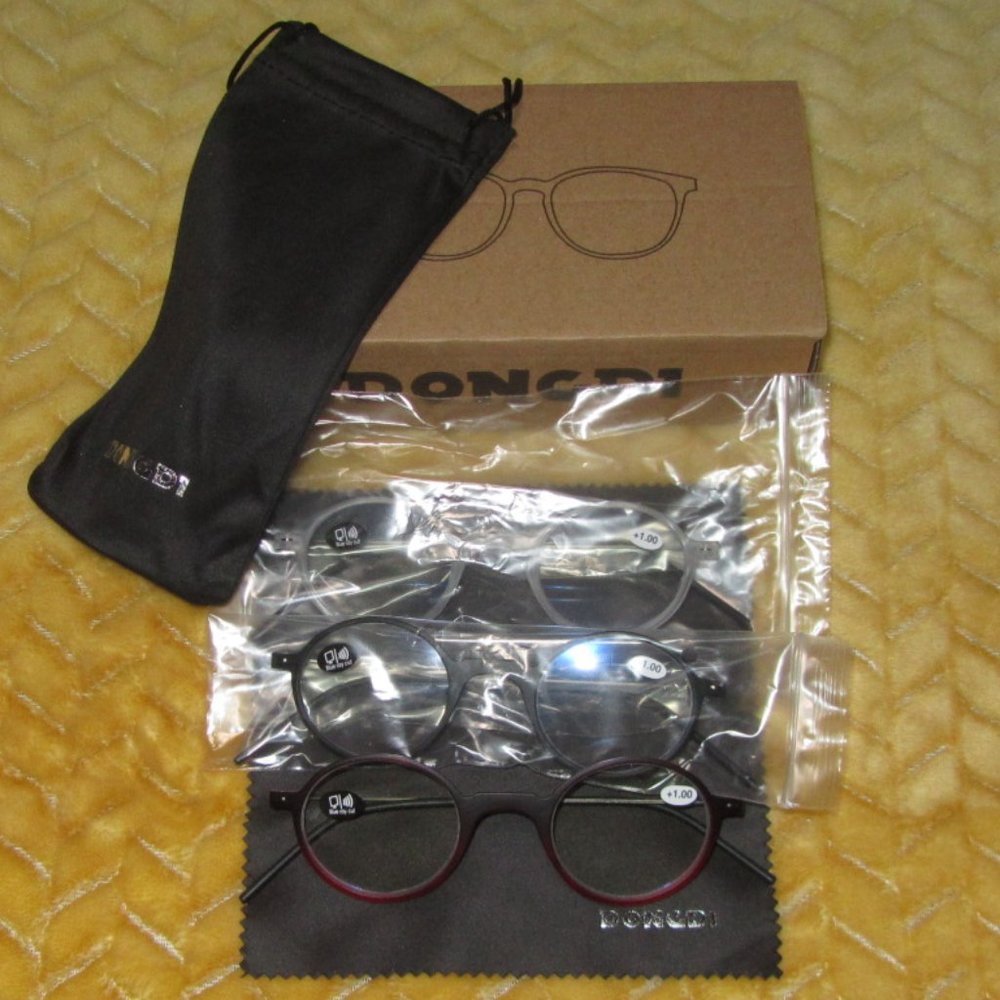 DONGD1 Blue Light Blocking Glasses +1.00 3 pairs NIB
